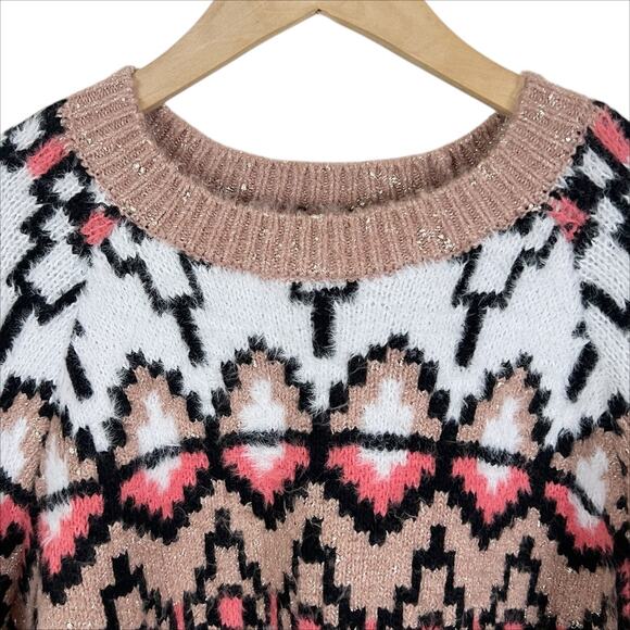 NWT Ann Taylor Fair Isle Metallic Jacquard Sweater Size XL - Picture 6 of 9